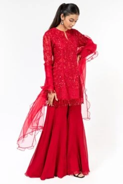 Asira Red Embellished Sharara Set -Deals Haute Togs Store 2012asr4 4