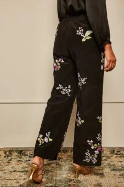 PATINE Black Silk Crepe Gara Embroidered Pants -Deals Haute Togs Store 204pa13 3