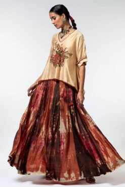 CAPISVIRLEO Maroon Tie Dye Skirt