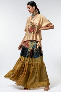 CAPISVIRLEO Tiered Silk Tie & Dye Skirt