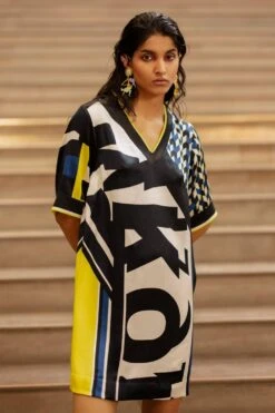 AK-OK By Anamika Khanna Sporty Script Printed Short Dress 9 AK-OK By Anamika Khanna Sporty Script Printed Short Dress -Deals Haute Togs Store 2108akok182 4