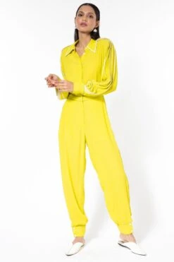Bodice Lime Green Pleated Jumpsuit