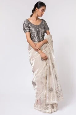 Peachoo Metallic Embroiderd Tissue Blouse 10 Peachoo Metallic Embroiderd Tissue Blouse -Deals Haute Togs Store 212pch33 4