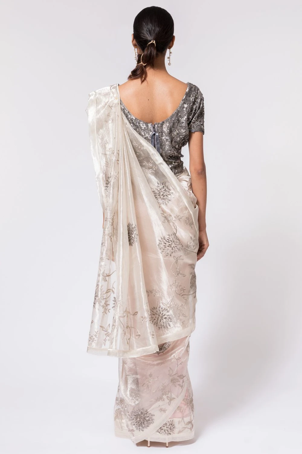 Peachoo Metallic Embroiderd Tissue Blouse 7 Peachoo Metallic Embroiderd Tissue Blouse - Image 5