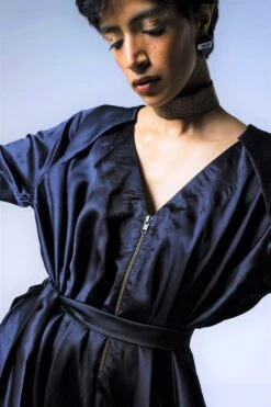 Shorshe Black Collared Cowl Jumpsuit -Deals Haute Togs Store 212sho5 3