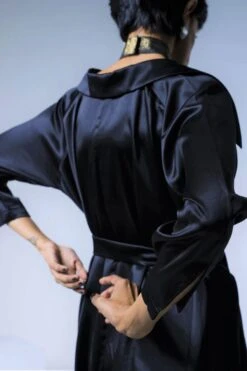 Shorshe Black Collared Cowl Jumpsuit -Deals Haute Togs Store 212sho5 4