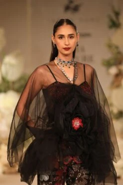 Varun Bahl Black Embellished Jumpsuit With A Cape -Deals Haute Togs Store 21923vb10 3