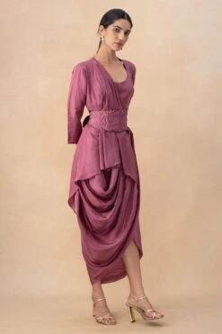 Aikeyah Bermuda Onion Drape Dress With A Quilted Belt