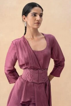 Aikeyah Bermuda Onion Drape Dress With A Quilted Belt -Deals Haute Togs Store 2208aik14 4 1