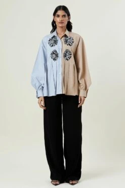 Kanika Goyal Label Helia Two-toned Pleated Shirt