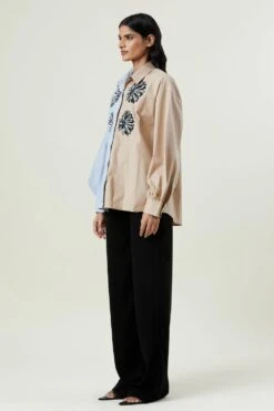 Kanika Goyal Label Helia Two-toned Pleated Shirt -Deals Haute Togs Store 221123kg11 3