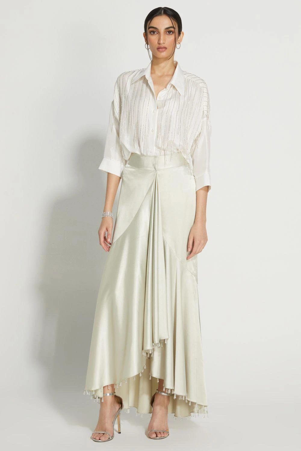 431-88 By Shweta Kapur Ecru Raindrop Skirt 3 431-88 By Shweta Kapur Ecru Raindrop Skirt