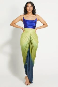 431-88 By Shweta Kapur Ombre Silk Draped Skirt