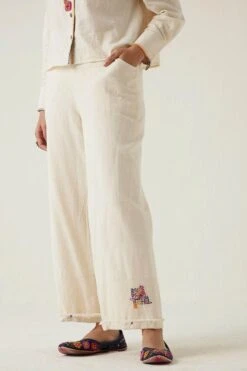 Sunira Designs Off White Gulzaar Khadi Frayed Pants -Deals Haute Togs Store 2222323sg60 4