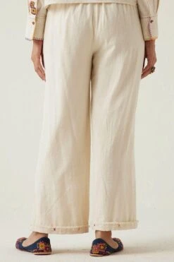 Sunira Designs Off White Gulzaar Khadi Frayed Pants -Deals Haute Togs Store 2222323sg60 6