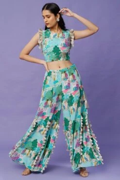 Payal Singhal Aqua Kuni Printed Choli & Sharara