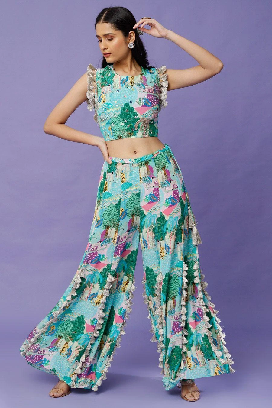 Payal Singhal Aqua Kuni Printed Choli & Sharara 3 Payal Singhal Aqua Kuni Printed Choli & Sharara