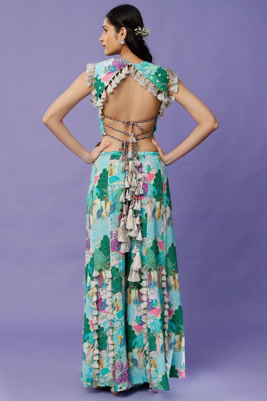 Payal Singhal Aqua Kuni Printed Choli & Sharara 6 Payal Singhal Aqua Kuni Printed Choli & Sharara - Image 4