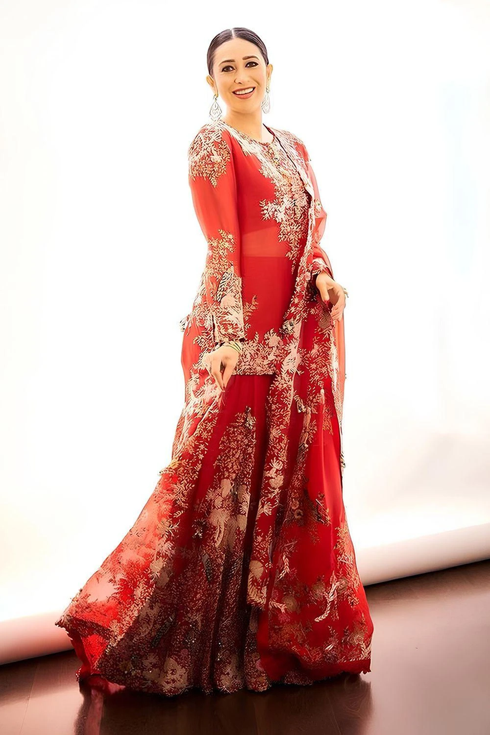 Anamika Khanna Red Floral Embellished Sharara Set 3 Anamika Khanna Red Floral Embellished Sharara Set