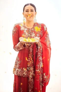 Anamika Khanna Red Floral Embellished Sharara Set 7 Anamika Khanna Red Floral Embellished Sharara Set -Deals Haute Togs Store 22923akok9 3