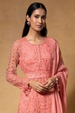 Ahilian Pink Floral Embellished Sharara Set -Deals Haute Togs Store 2302an03 4