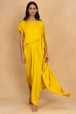 Stephany Yellow High Neck Dress