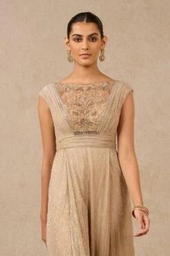 Tarun Tahiliani Champagne Embellished Jumpsuit 8 Tarun Tahiliani Champagne Embellished Jumpsuit -Deals Haute Togs Store 231023tt37 3 1