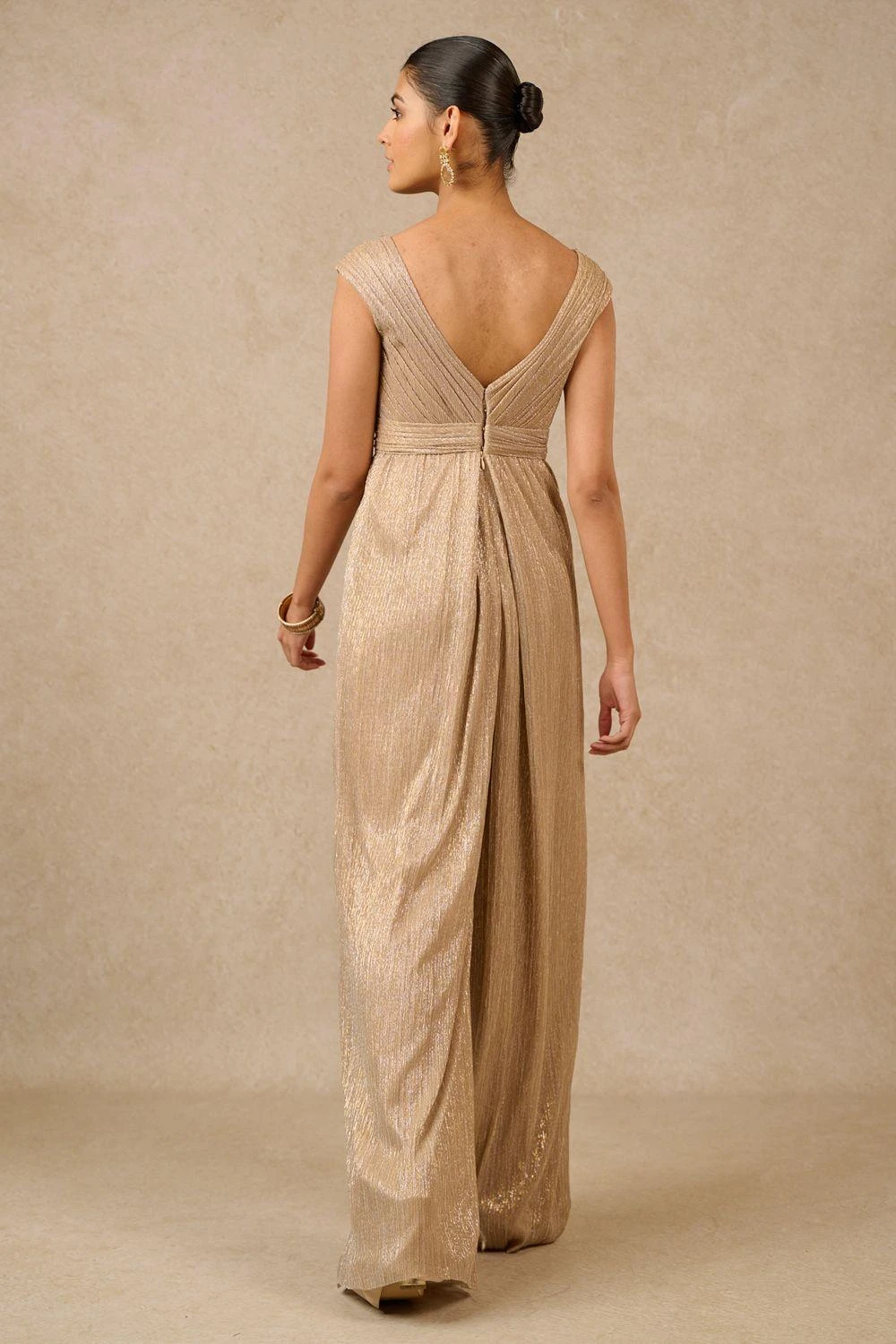 Tarun Tahiliani Champagne Embellished Jumpsuit 6 Tarun Tahiliani Champagne Embellished Jumpsuit - Image 4
