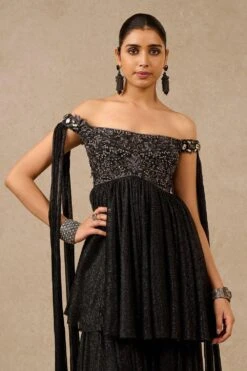 Tarun Tahiliani Black Sequin Embellished Sharara Set -Deals Haute Togs Store 231023tt39 3