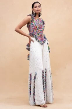 Payal Singhal Ivory Embroidered Backless Choli & Sharara -Deals Haute Togs Store 232pys7 3