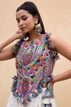 Payal Singhal Ivory Embroidered Backless Choli & Sharara -Deals Haute Togs Store 232pys7 4