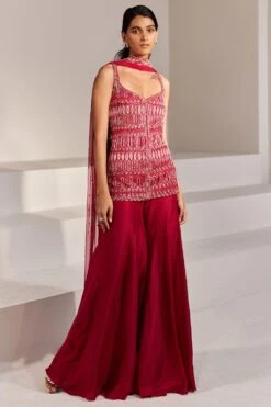 Ritika Mirchandani Magenta Hand Embroidered Sharara Set