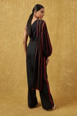 Bodice Black Pleated Jumpsuit With A Drape -Deals Haute Togs Store 23bo10 6