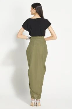431-88 By Shweta Kapur Olive Drape Skirt -Deals Haute Togs Store 23new16 3