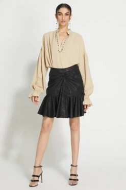 431-88 By Shweta Kapur Black Shimmery Jersey Skirt