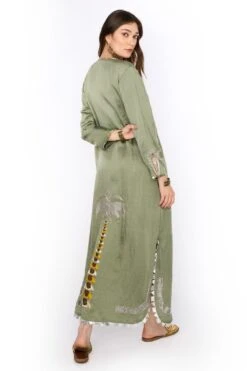 Heirloom By Rara Avis Sage Green Hamsa Embroidered Column Dress -Deals Haute Togs Store 23rh48 5