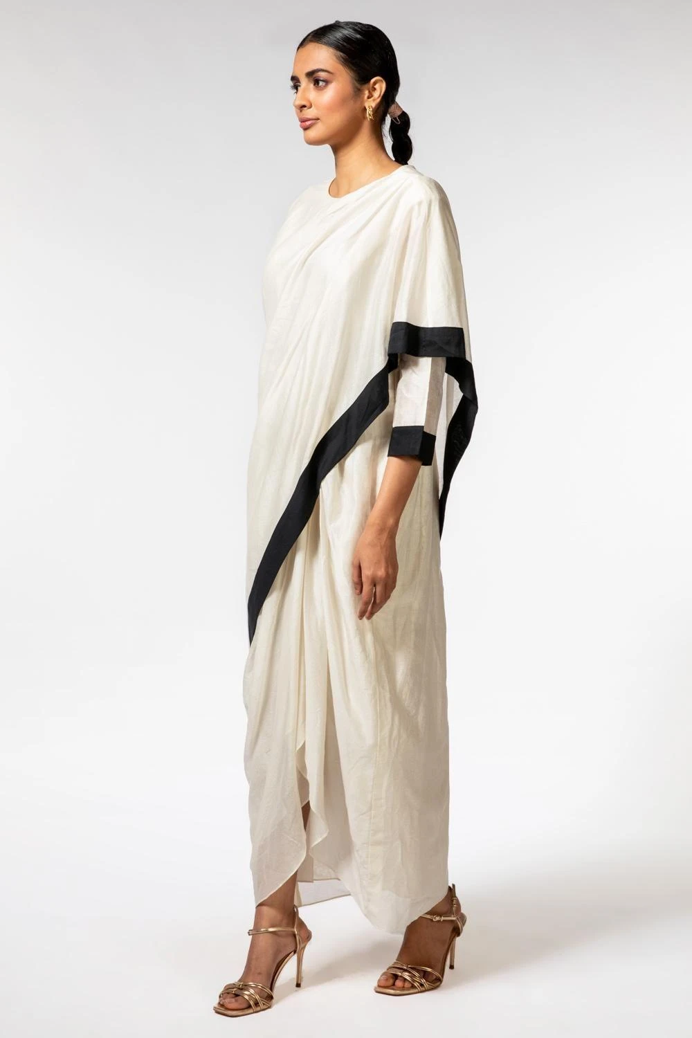 Aikeyah White Asymmetric Drape Dress 4 Aikeyah White Asymmetric Drape Dress - Image 2
