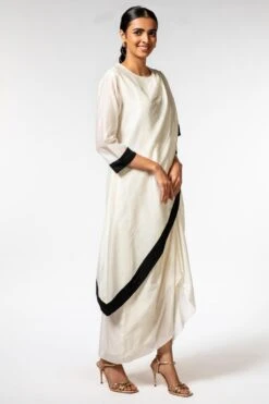 Aikeyah White Asymmetric Drape Dress 8 Aikeyah White Asymmetric Drape Dress -Deals Haute Togs Store 24042023ay02 3