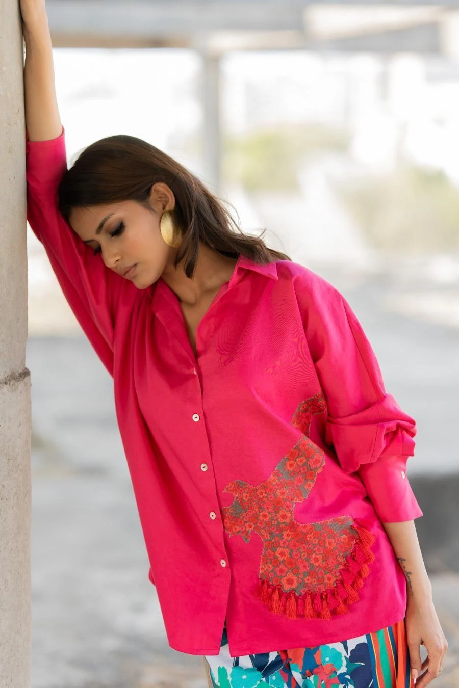 Pooja Keyur Pink Printed Buttoned Down Shirt 5 Pooja Keyur Pink Printed Buttoned Down Shirt - Image 3