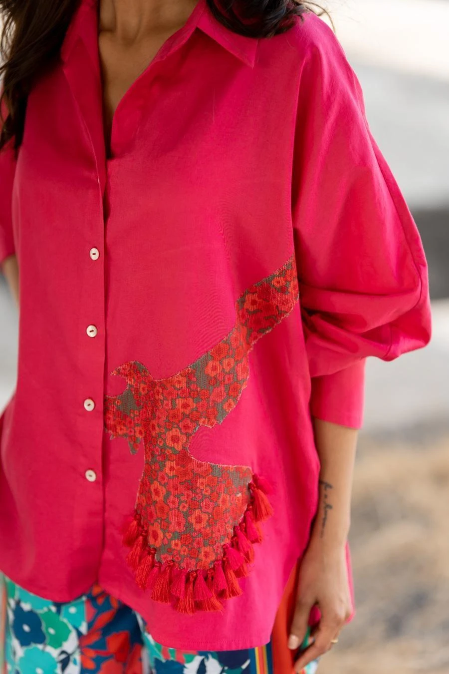 Pooja Keyur Pink Printed Buttoned Down Shirt 6 Pooja Keyur Pink Printed Buttoned Down Shirt - Image 4