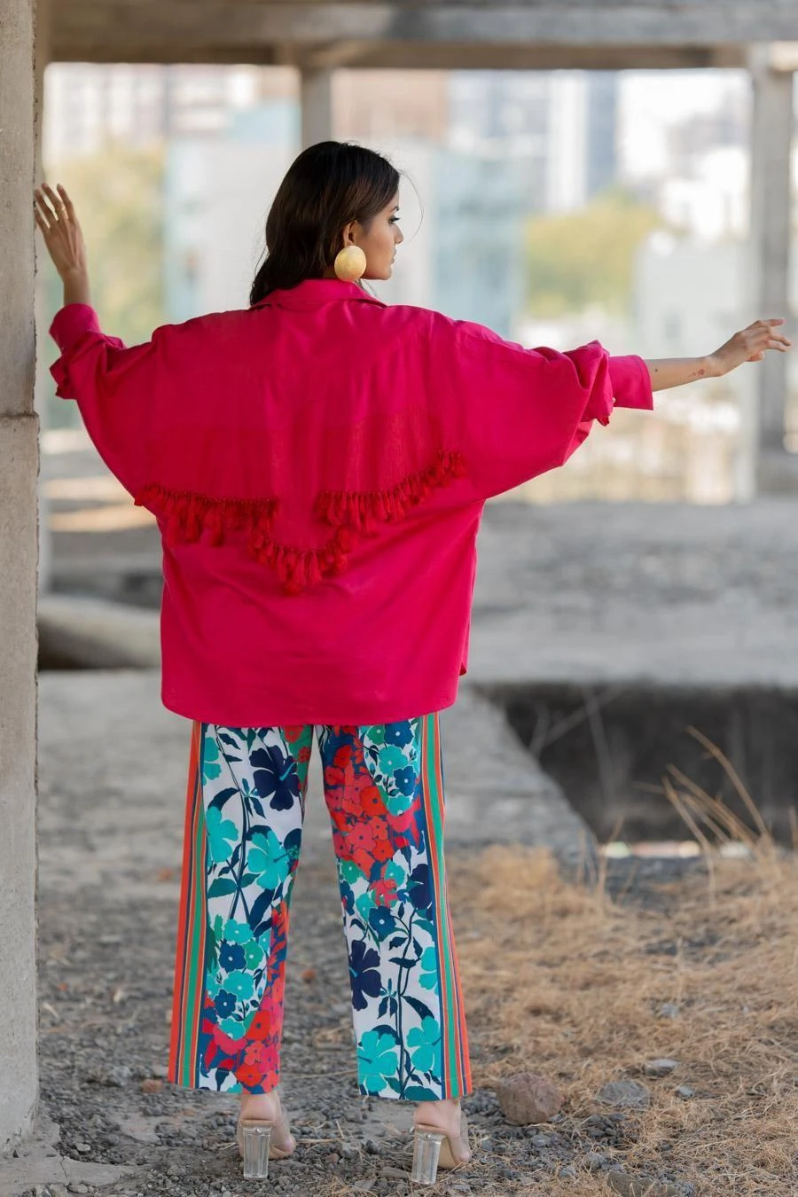 Pooja Keyur Pink Printed Buttoned Down Shirt 7 Pooja Keyur Pink Printed Buttoned Down Shirt - Image 5