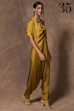 431-88 By Shweta Kapur Olive Green Lounge Jumpsuit -Deals Haute Togs Store 24042023sr02 4