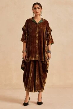 Sunira Designs Mustard Ruhaani Kimono Sleeve Shirt
