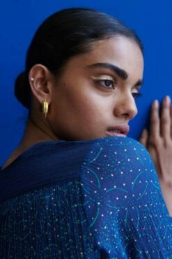 Indigene Deep Blue Pintucked Top -Deals Haute Togs Store 2411ind3 3