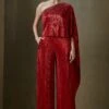 Namrata Joshipura Red Jewel Cluster One Shoulder Jumpsuit 1 Namrata Joshipura Red Jewel Cluster One Shoulder Jumpsuit -Deals Haute Togs Store 2411nj14 1