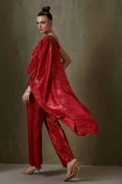 Namrata Joshipura Red Jewel Cluster One Shoulder Jumpsuit -Deals Haute Togs Store 2411nj14 6