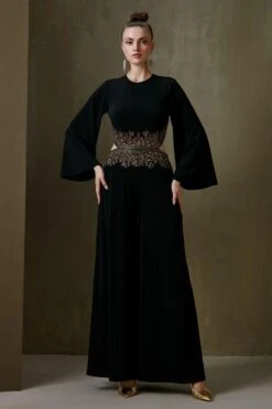 Namrata Joshipura Black Floral Embroidered Jumpsuit