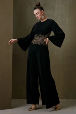 Namrata Joshipura Black Floral Embroidered Jumpsuit -Deals Haute Togs Store 2411nj18 3