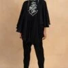 Jayanti Reddy Black Floral Embellished Cape Style Top -Deals Haute Togs Store 25523jr1 1