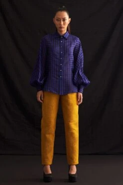 Amrich Blue Handwoven Checkered Shirt